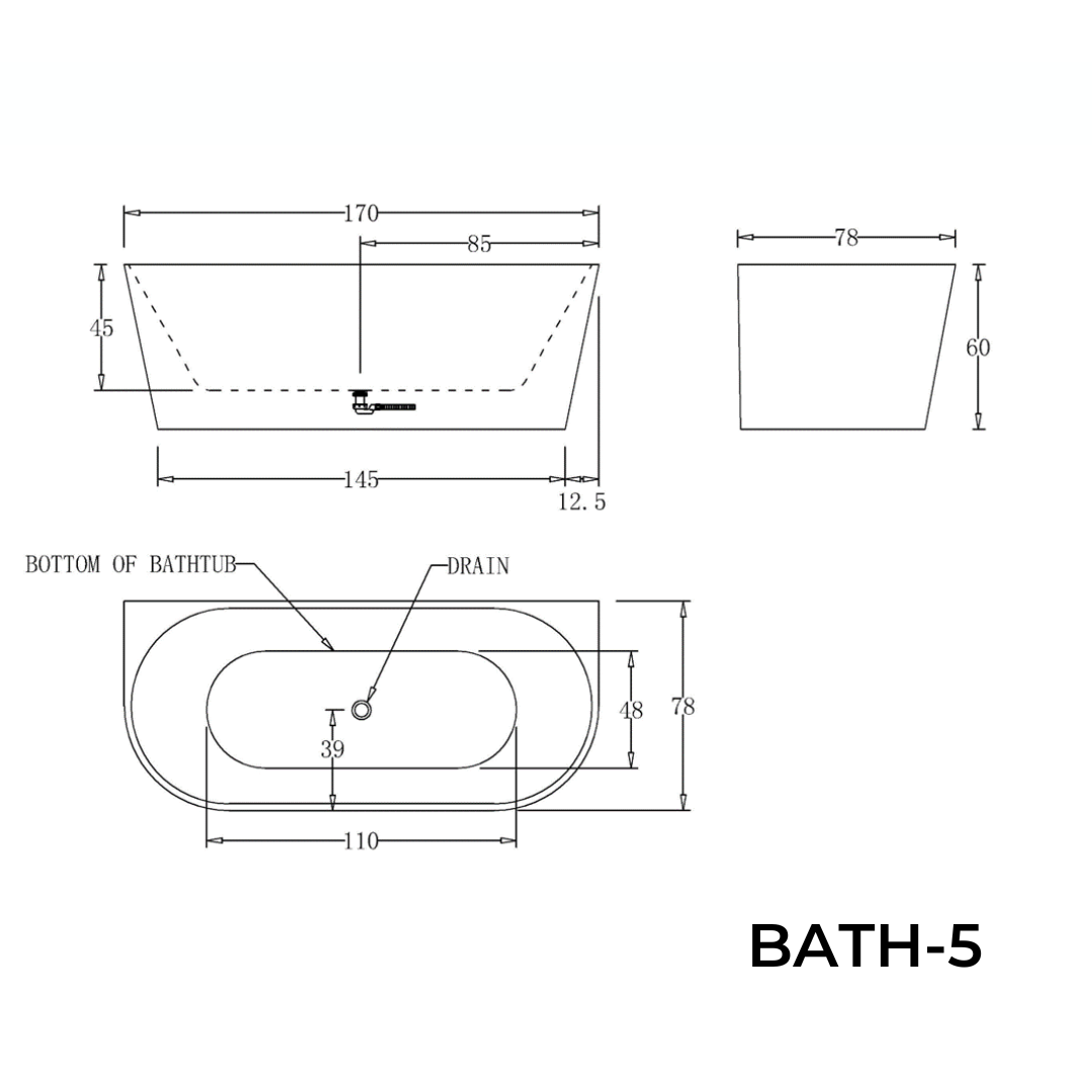 Round Back to Wall Bath