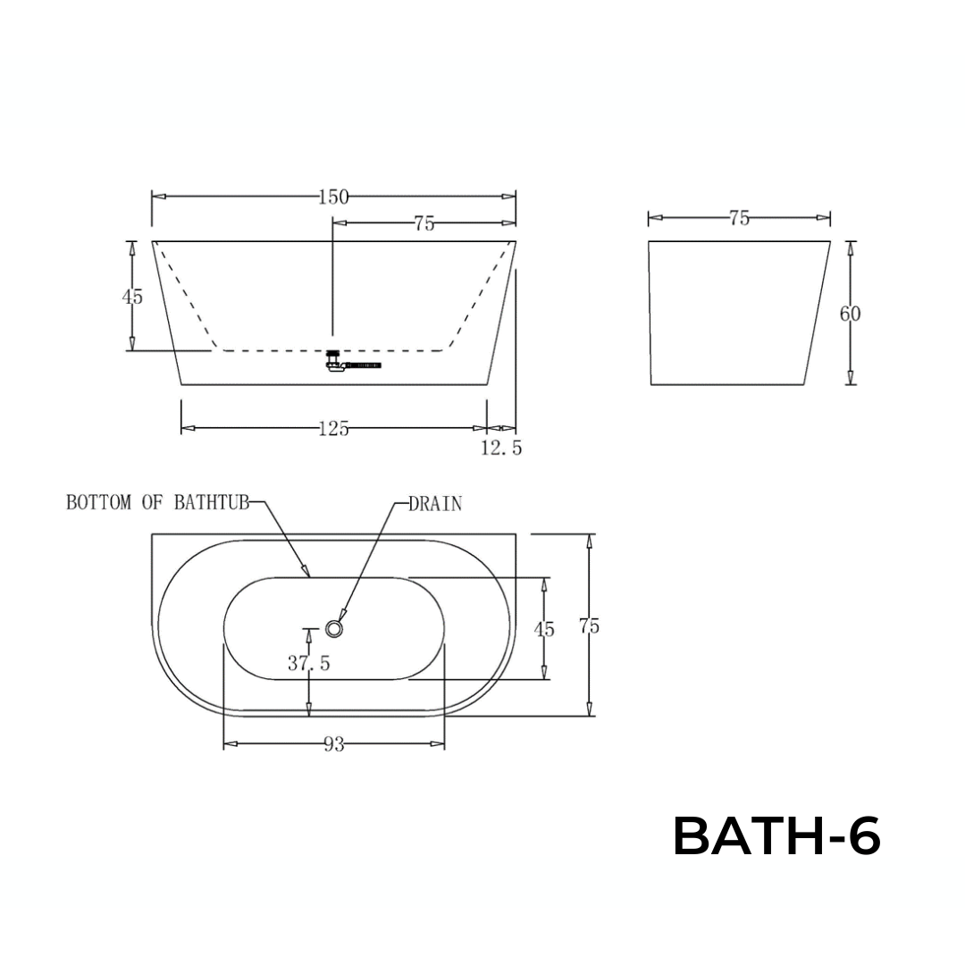 Round Back to Wall Bath