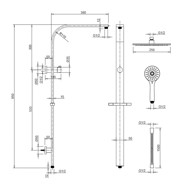 Classic Grand Shower Top Inlet