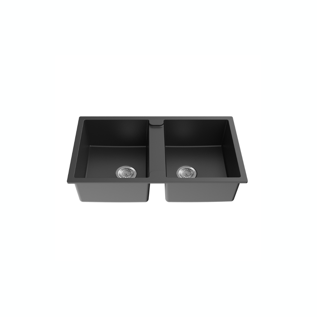 Quartz Top-mount Kitchen Sink Double Bowl - 860x500x216mm